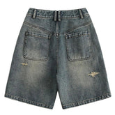 Vintage Blue Ripped Denim Short